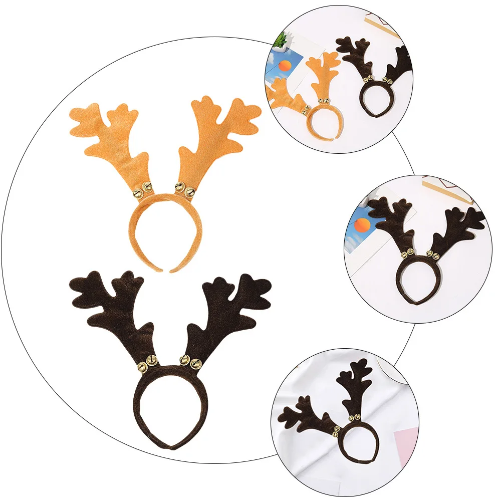 

2 шт., рождественская повязка для волос с рогами, вечерние повязки на голову для девочек и женщин, праздничный обруч для волос с рогами, аксессуар, головной убор, рождественская повязка на голову