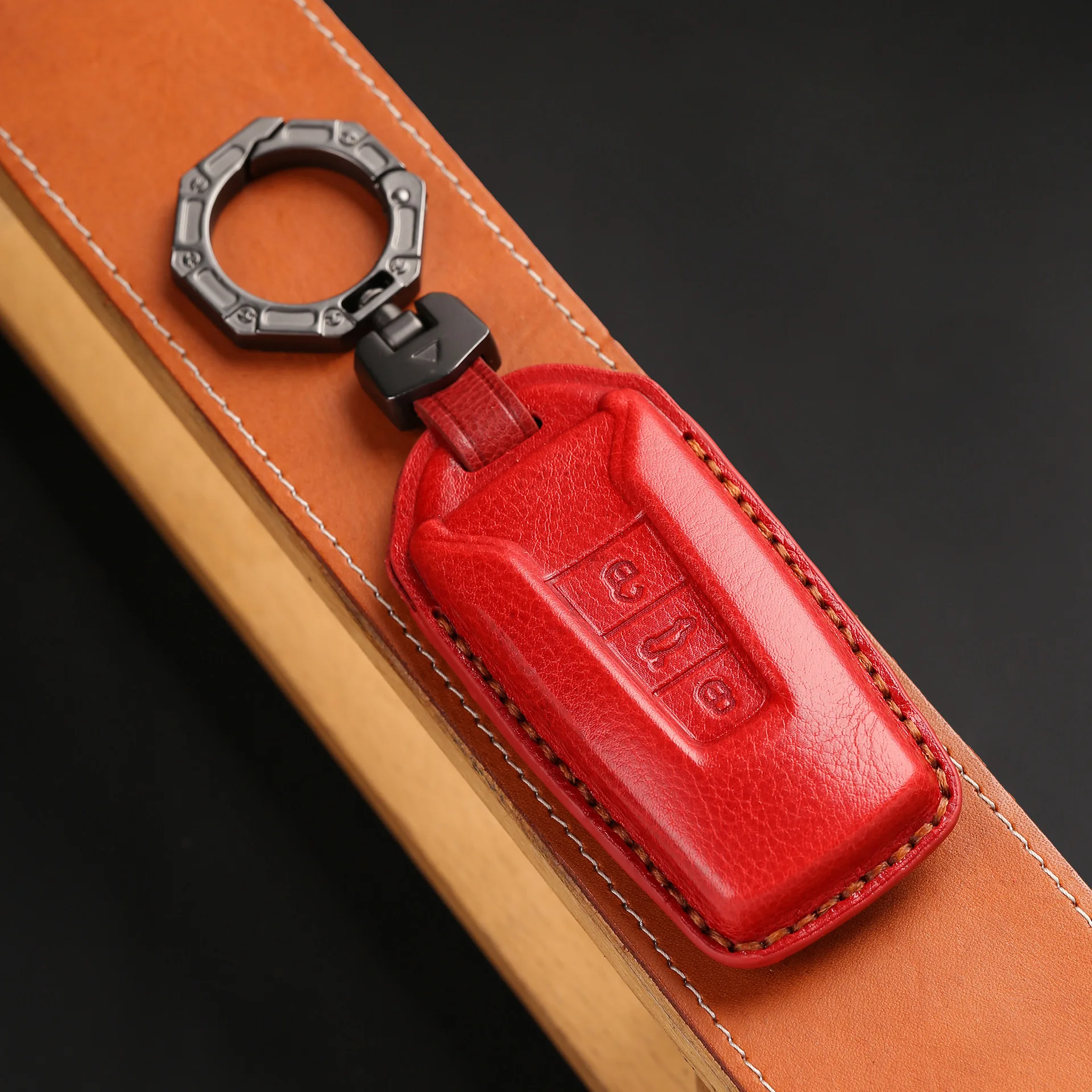 Genuine Leather Car Remote Key fob Case Cover for Volkswagen Touareg 2018 2019 2020  Fob Key Car-Styling