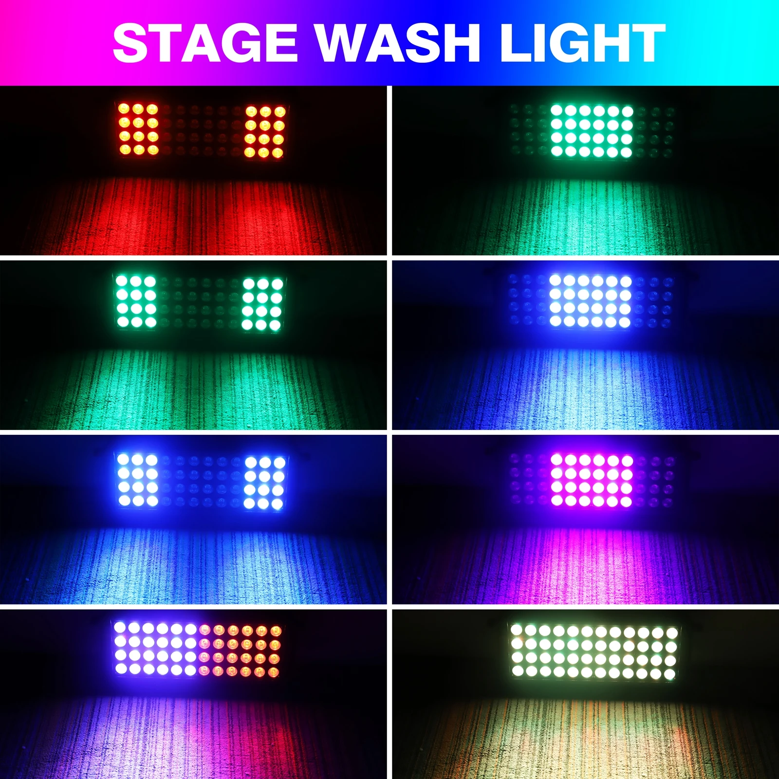 Somspot 2 Stks/set 48led Was Muur Lichte Kleur Mixen Regenboog Effect Accentueert Buitenverlichting Podium Licht Effect Projector