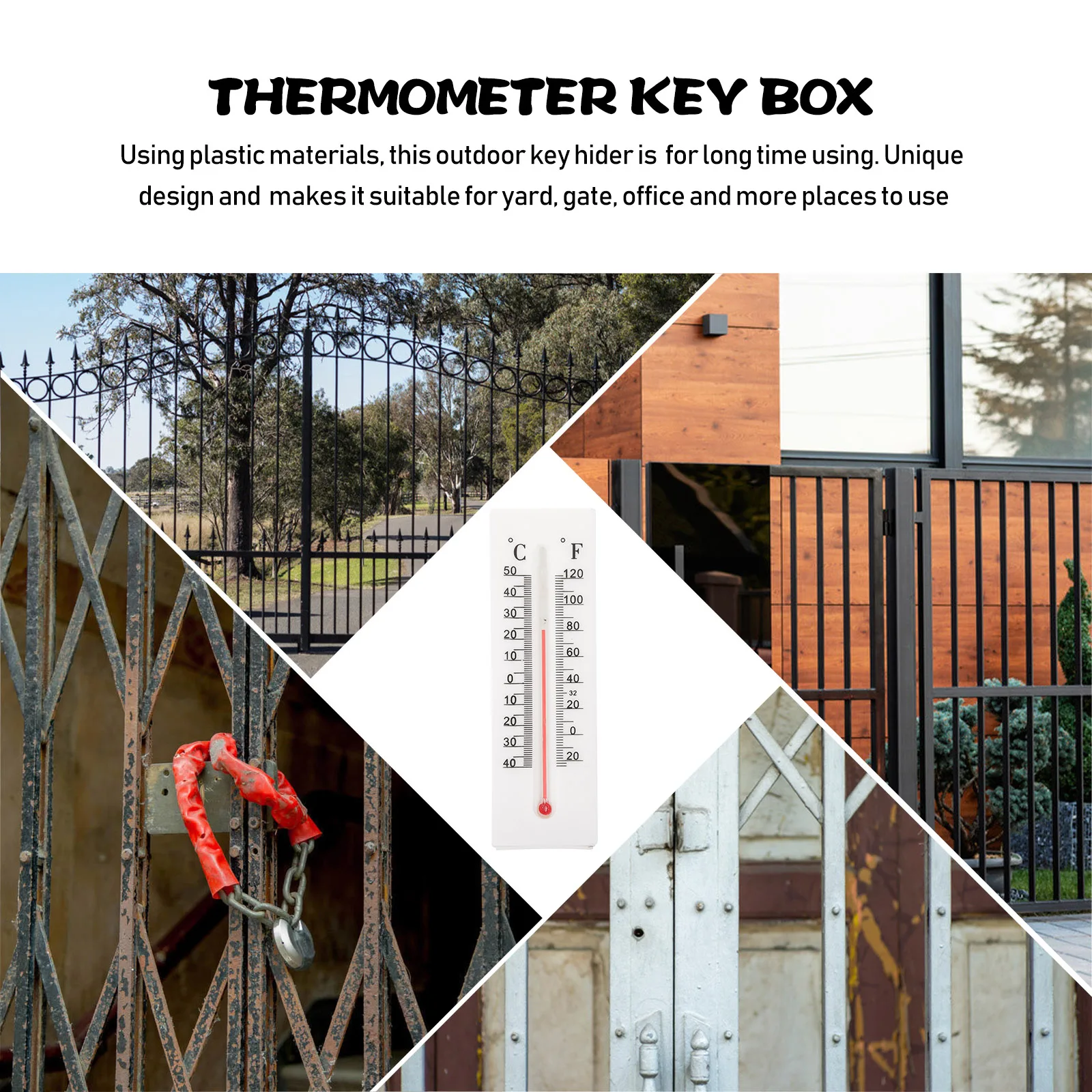 

Thermometer Decor Key Box Outdoor Hider Plastic Hidden Holder Storage Decorative Small Size Lightweight Durable
