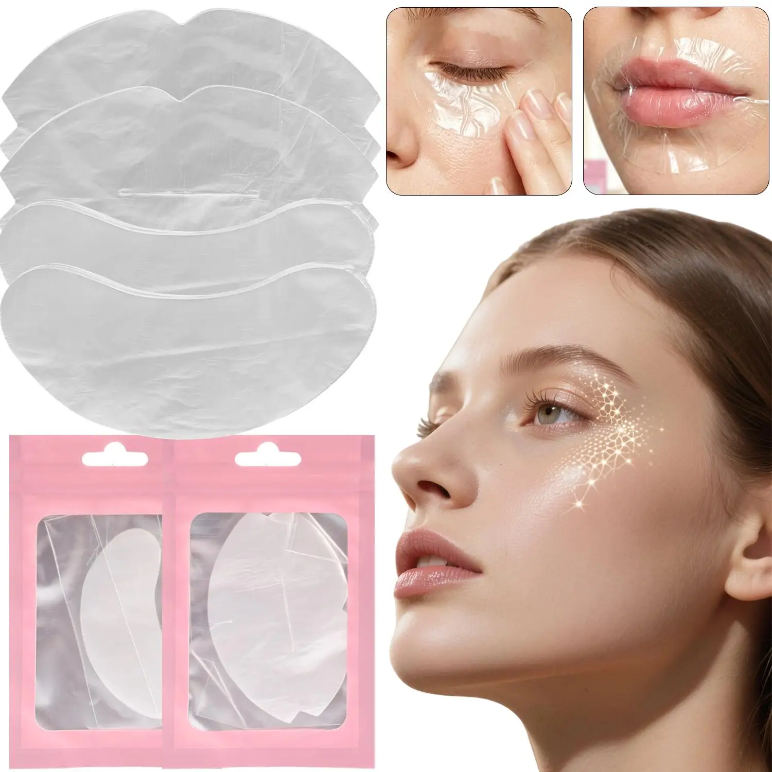 Disposable Lip Eye Plastic Film Transparent PE Masks Lip Eye Skin Care Wrap Film Mask Stickers Paper Beauty Tools Accessories