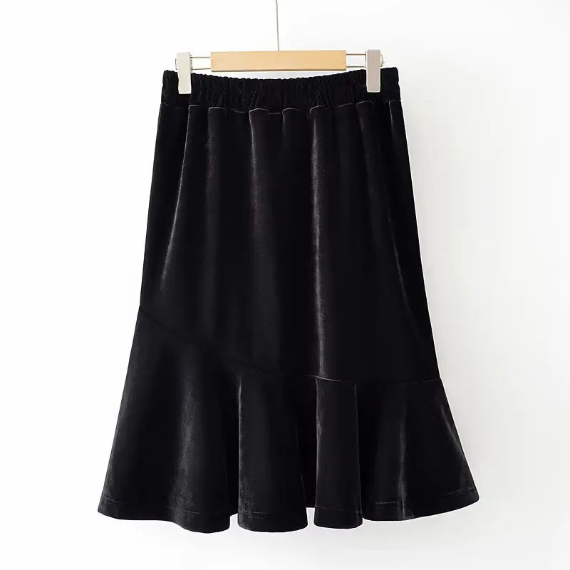 XXXXL موضة حجم كبير ملابس النساء حورية البحر التنانير الشتاء الدافئة الصوف وسميكة أنيقة منتصف طول قيعان 460