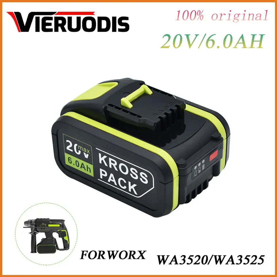 

For Worx 20V Lithium ion Replacement Rechargeable Battery 6.0Ah WA3551 WA3553 WX390 WX176 WX550 WX386 WX373 WX290 WX800 WU268