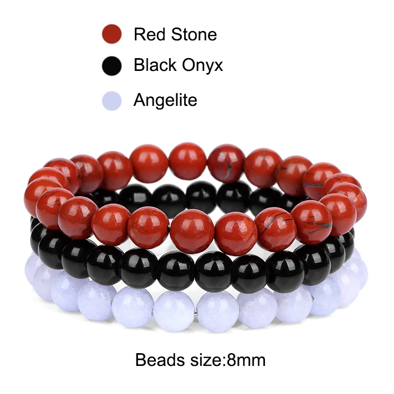 3 Teile/satz Naturstein Armband Rosenquarz Obsidian Amethysten Tigerauge Perlen Elastische Armband Für Frauen Männer Gesundheit Schutz