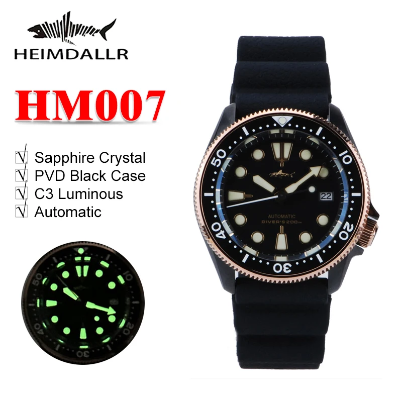 

Heimdallr SKX007 Diver's Watch PVD Case NH36 Automatic Sapphire Crystal C3 Super Luminous 20Bar 316L Steel 42mm Mechanical Watch