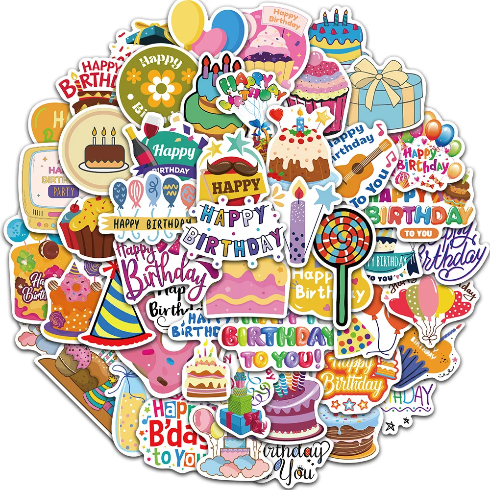 50PCS Geburtstag Feier Englisch Graffiti Aufkleber Geburtstag Party Dekoration Aufkleber Geschenk Telefon Gitarre Scrapbooking Dekoration