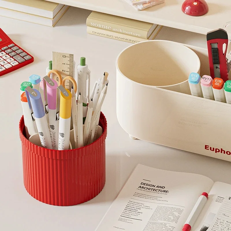 Multifunctional Rotatable Pen Holder Storage Box with Multiple Compartments, Large Capacity for Storing Pens, Tape, JJ4692