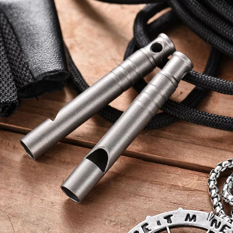 

Titanium Alloy Whistle with Necklace Portable Keychain Emergency Loud Whistle EDC Outdoor Survival Tools Sport Coaches Training