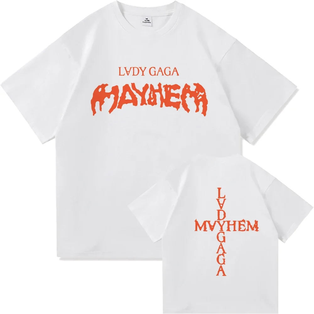 Lady Gaga Mayhem T-shirt 2025 Nieuwe Album Mode Mannen/vrouwen Kleding Retro Harajuku Hoge Kwaliteit Kleding voor Fans T-shirts