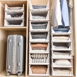6 Pack Folding Closet Organizers Storage Box, Stackable Plastic Storage Basket, Closet Organizers and Storage Drawer Shelf Stora