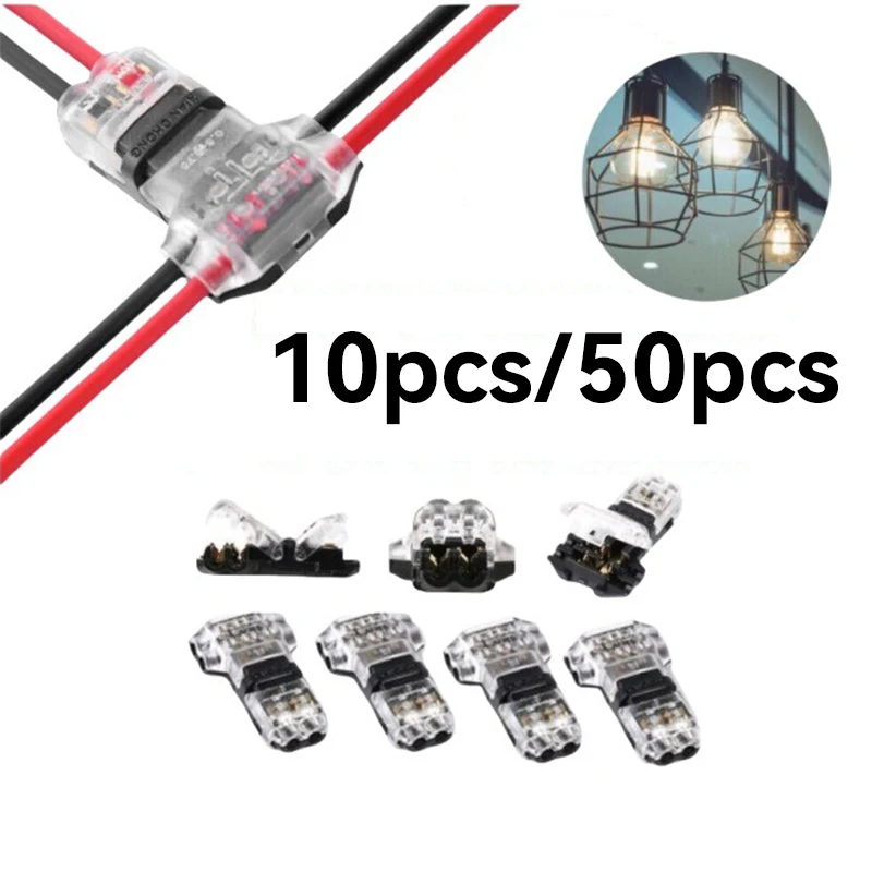 10PCS Wire Connectors Low Voltage Wire Connectors Solid Connection,T Tap Wire Connectors, T Type 2 Pins Wire Splice Connectors
