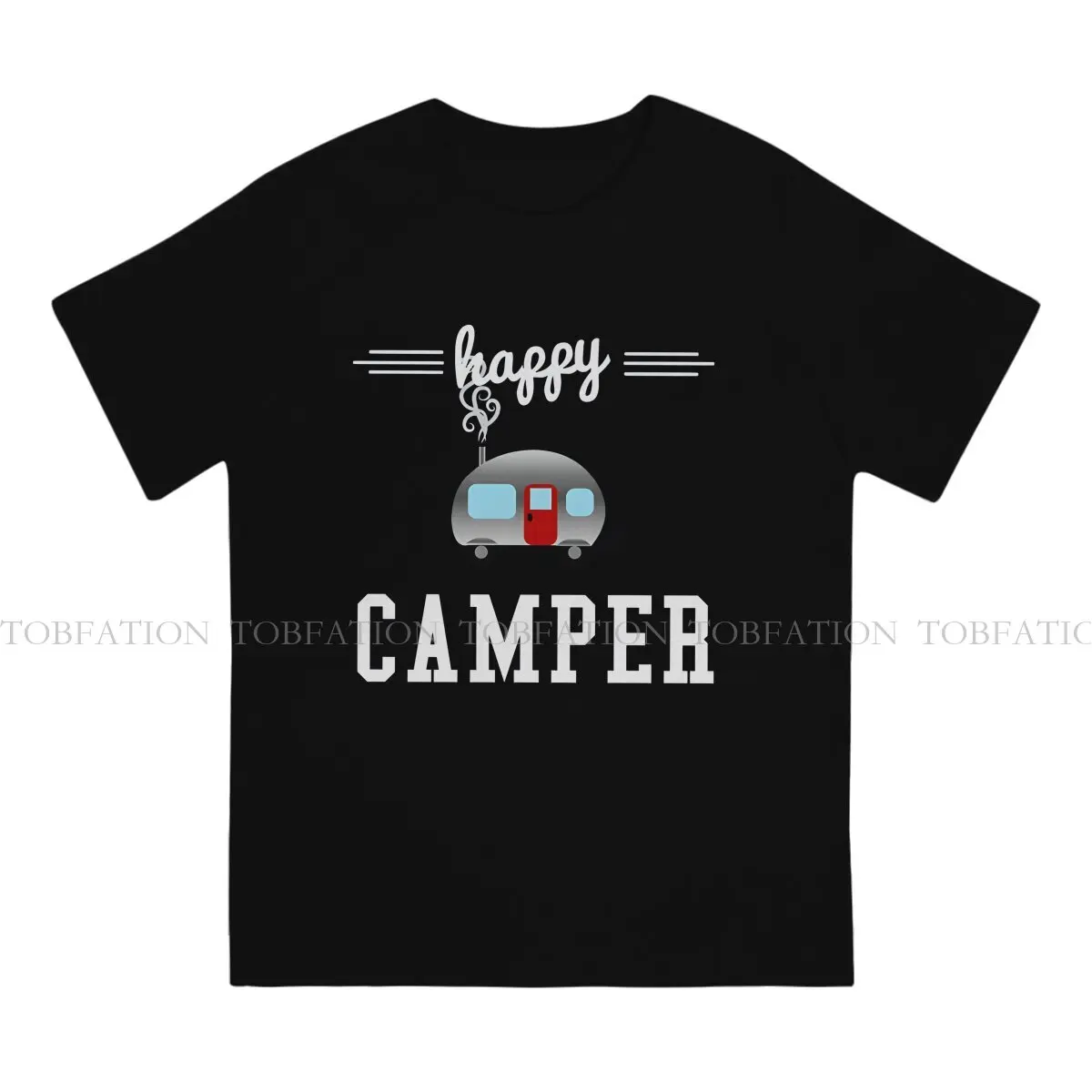 Happy Camper Newest TShirts Camper Camping Men Style Pure Cotton Tops T Shirt O Neck Oversized