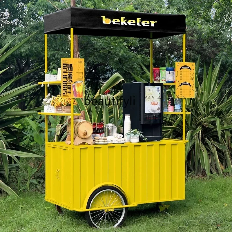 

Stall Food Truck Coffee Promotion Market Hand Push Sales Outdoor Mobile Snack Stall Truck