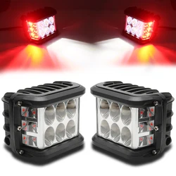 4Inch Side Shooter LED Pod Light 40W Dual Color Strobe Work Lights for Truck Off Road UTV ATV Tractor Amber White Red Spotlight