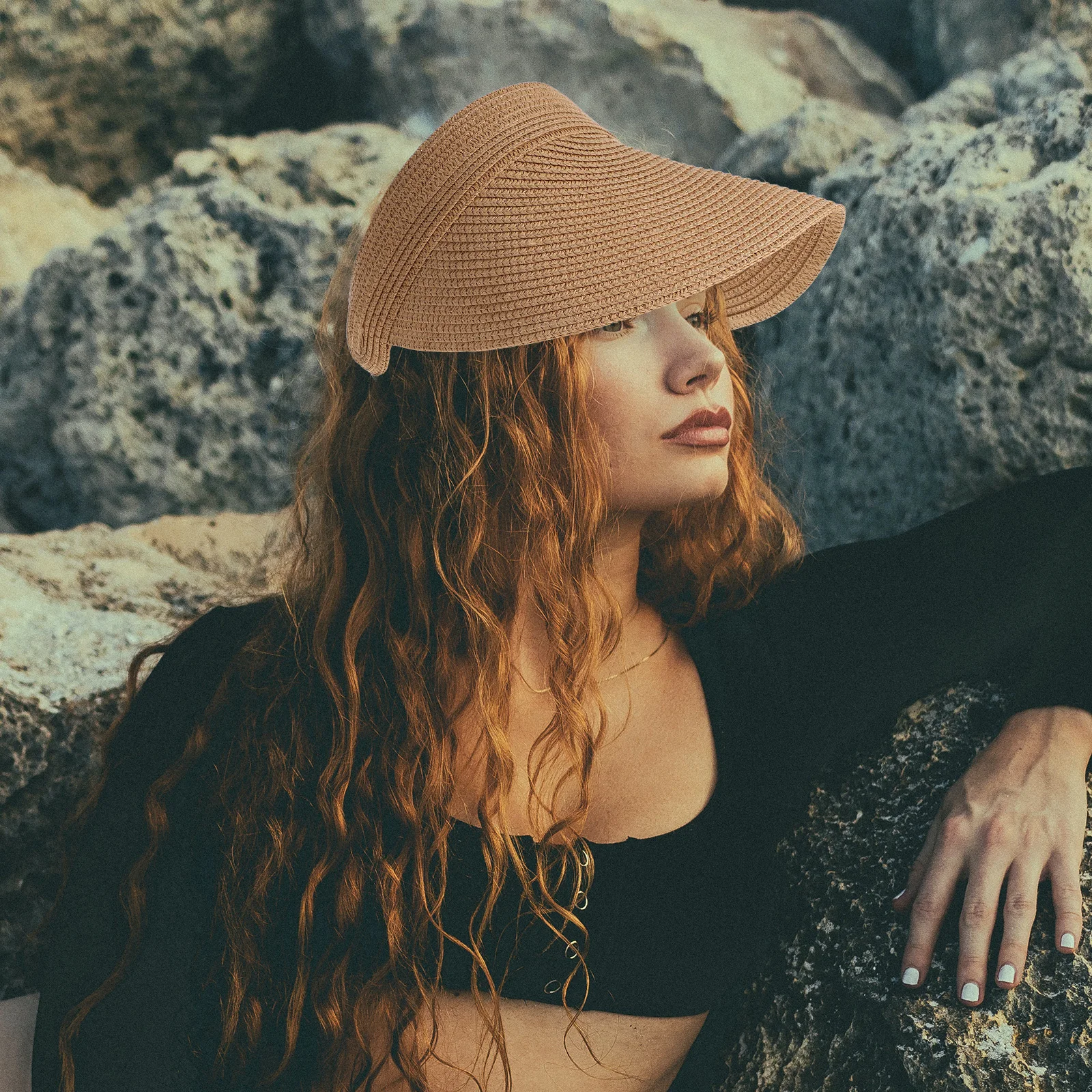 

1Pcs Women Straw Weaving Summer Visor Sun Hat Beach Travel Outdoor Sports Breathable Sunproof Cap Straw Weaving Visor Hat