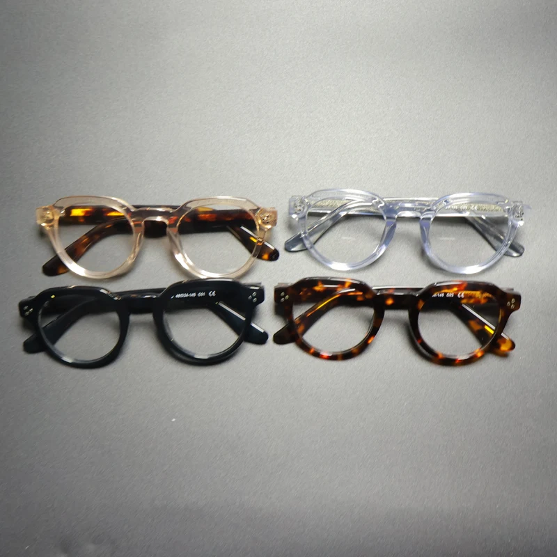 Vintage Acetate Eyeglasses Frame Men Round Ultra Light Handmade Glasses Frame Women Retro Japan Luxury Brand Designer Eyewear