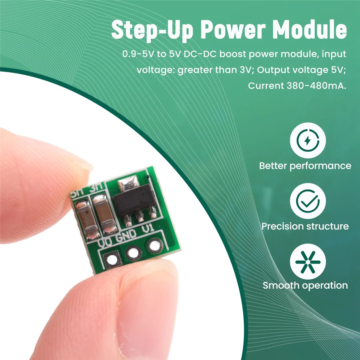 Module 0.9-5V To 5V DC-DC Step-Up Power Module Voltage Boost Converter Board 1.5V 1.8V 2.5V 3V 3.3V 3.7V 4.2V To 5V Green