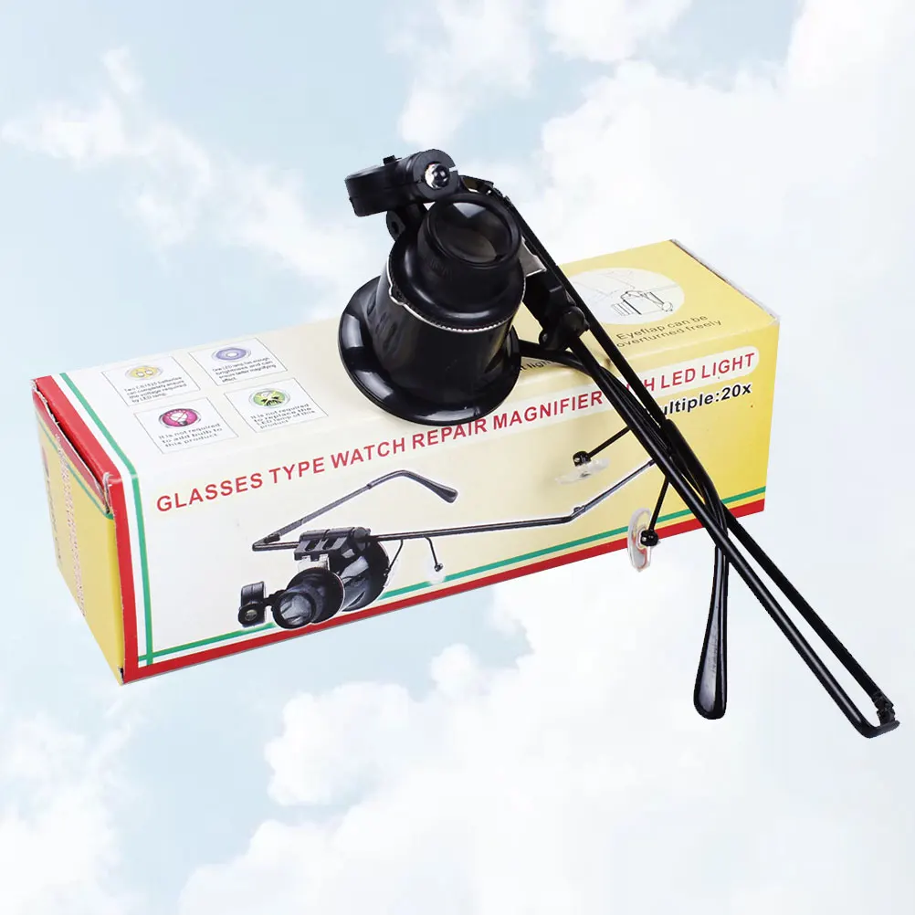 

20X High Power Magnifying Glass Head Mounted Glasses Black Watch Repair Tool Durable Lightweight Functional Loupe Replacement