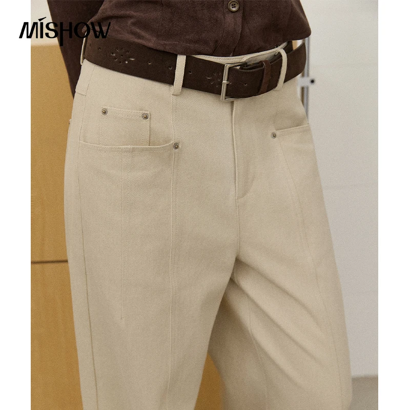 MISHOW High Waist Wide‑Leg Pants 2026 Autumn Vertical Seam Detail Design Versatile Pants Straight Casual Trousers MXF44K2758