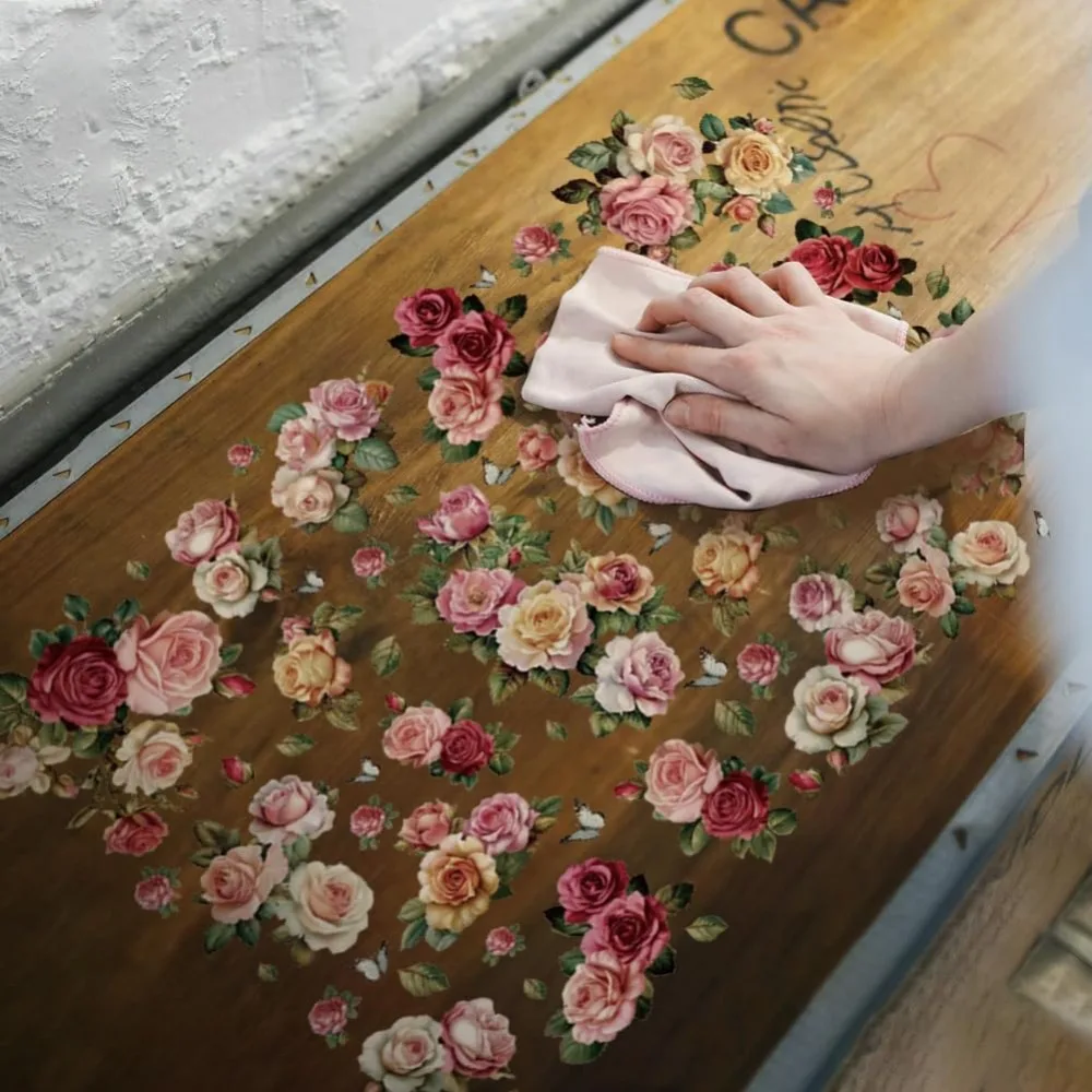 3pcs/Set Flower Rub on Transfers for Furniture and Crafts 6x12 Inch Colorful Roses Decals Small Florals Transfer Stickers view 6