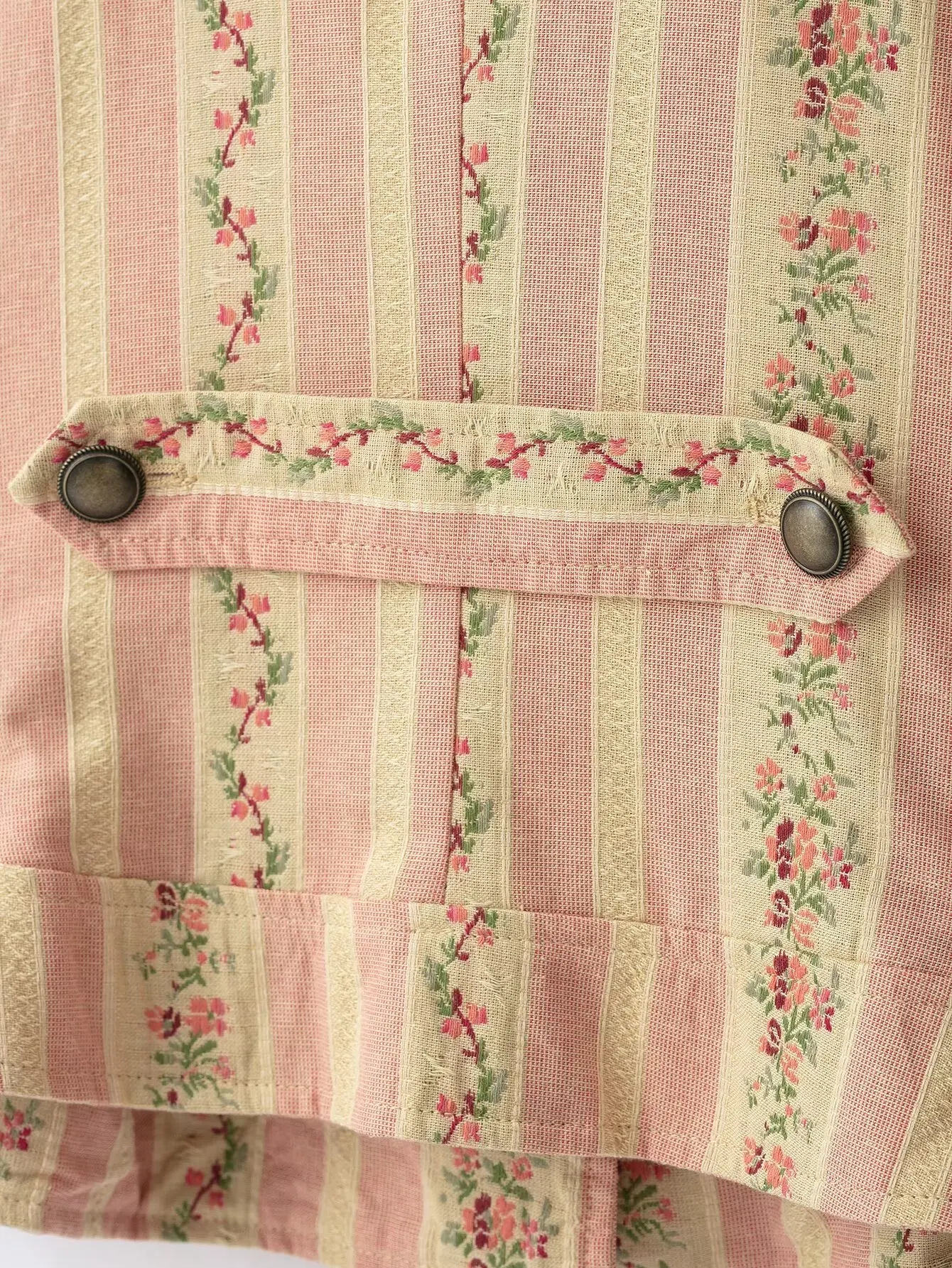 BSAY Damen-Jacke mit Jacquard-Streifen und Blumenmuster, Stehkragen, asymmetrischer Knopfleiste, Ärmeltasche, kurz geschnittene Freizeitjacke – Detail 5