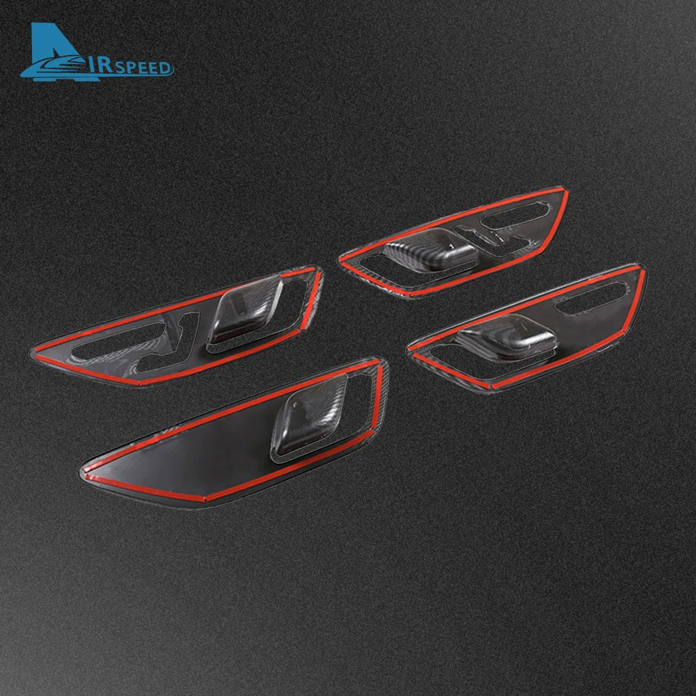 For Mercedes Benz C Class W206 2022 2023 Carbon Fiber ABS Car Inner Door Handle Bowl Frame Cover Interior Trim Auto Accessories
