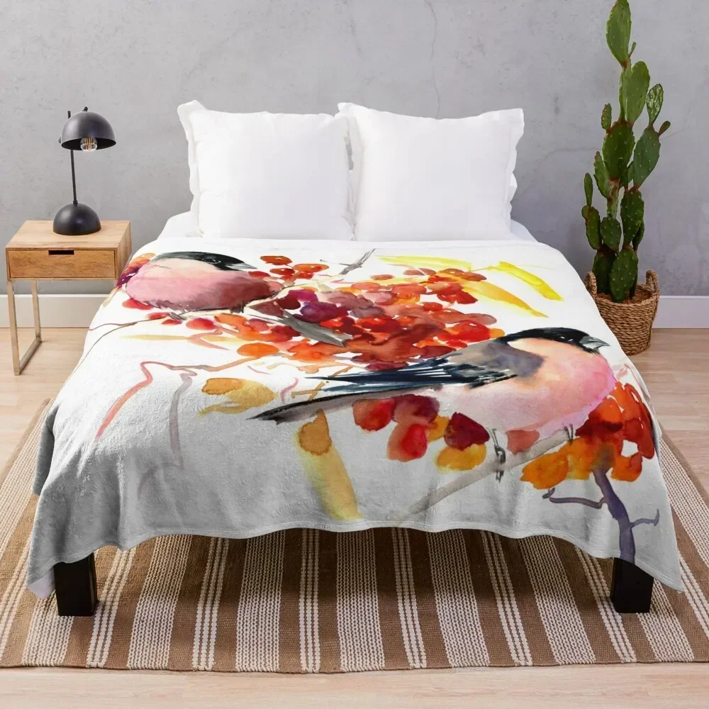 

BUllfinch and the fall Throw Blanket Foldable Soft Warm Blanket for Outdoor Use