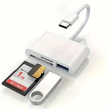 USB-C to SD/TF Memory Card Reader – 3-in-1 USB-C Card Reader Compatible with iPhone 15 Pro, iPad, MacBook, Laptop, Android, PC 1