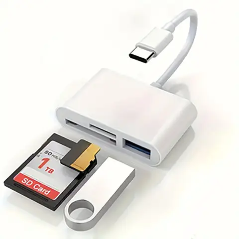 USB C till SD/TF minneskortläsare, 3-i-1 USB C kortläsare kompatibel med iPhone 15 Pro iPad Mac MacBook Laptop Android, PC och tillbehör 10 best sales Sandisk-kortläsare - №5