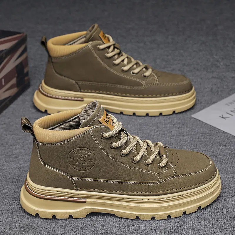 

Men's Casual Boots Mid-Calf Low-Calf Workwear Trendy Leather Shoes Comfortable Breathable Soft Rubber Outsole