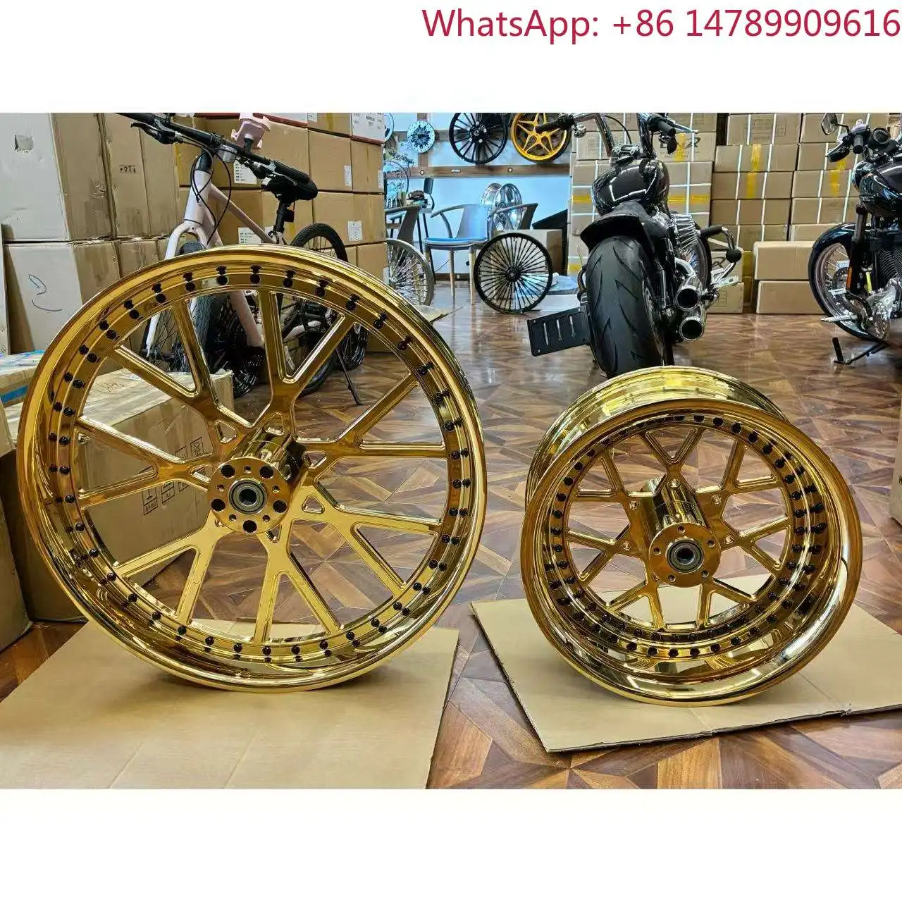 

Motorcycle PartsT6061 Custom Made 16-26 Inch Chrome Gold Forged Aluminum Motorcycle Wheels For Softail Fatboy Breakout Touring60