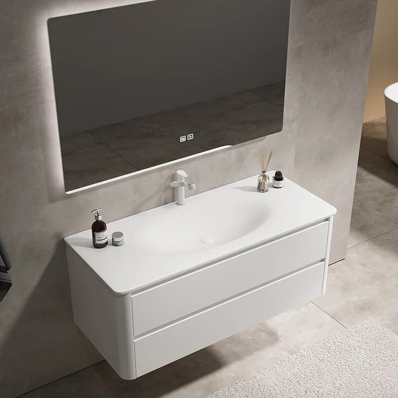 Integrated basin imported artificial stone bathroom cabinet combination washbasin oak paint