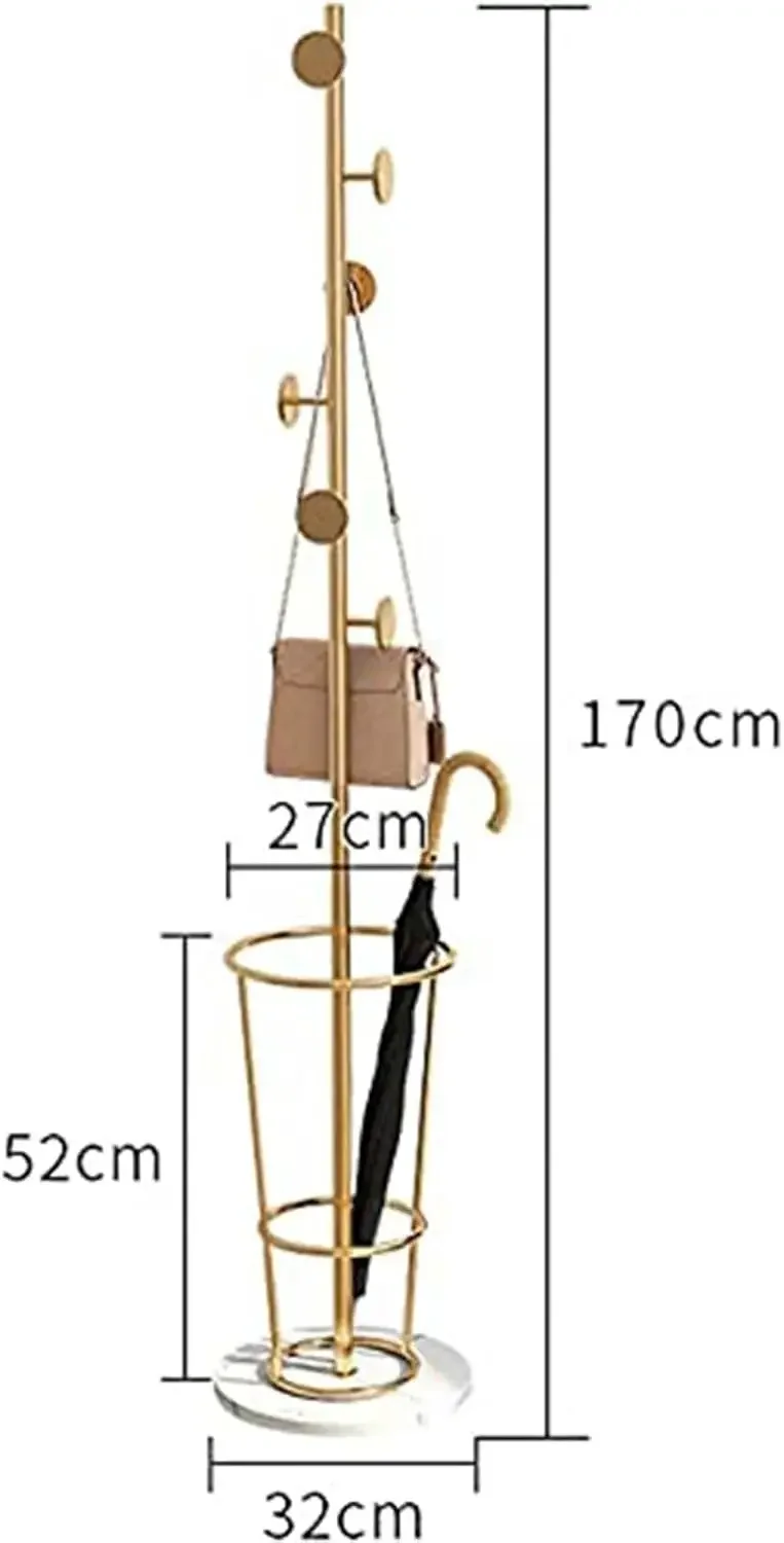 Metal Coat Rack Stand with Hooks and Umbrella Holder Free Standing Coat Stand, for Home Hat Jacket and Umbrella Storag(Black)