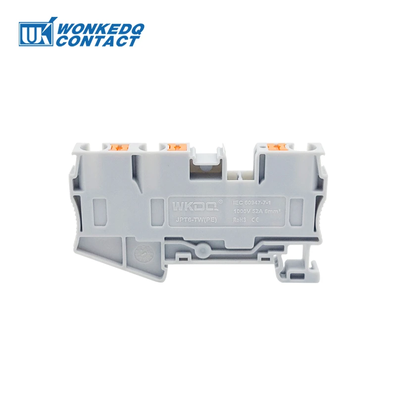 10Pcs PT6-TW Push-in Terminal 6mm 1-input 2-output Electric Wire Connector PT 6-TWIN PT 6-TW Din Rail Terminal Block