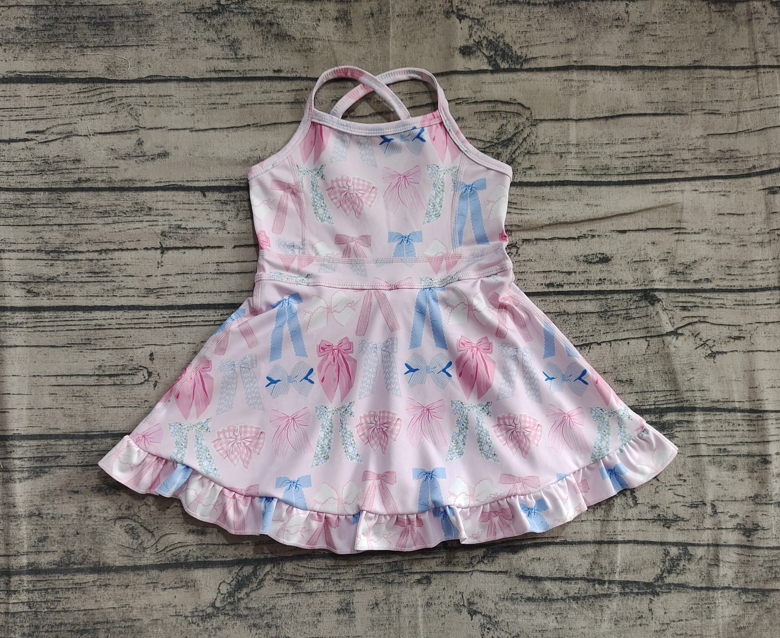 5.07 Presale GSD2295 Wholesale Baby Girl Clothes Yoga Dress Have Under Shorts Kids Summer Clothing