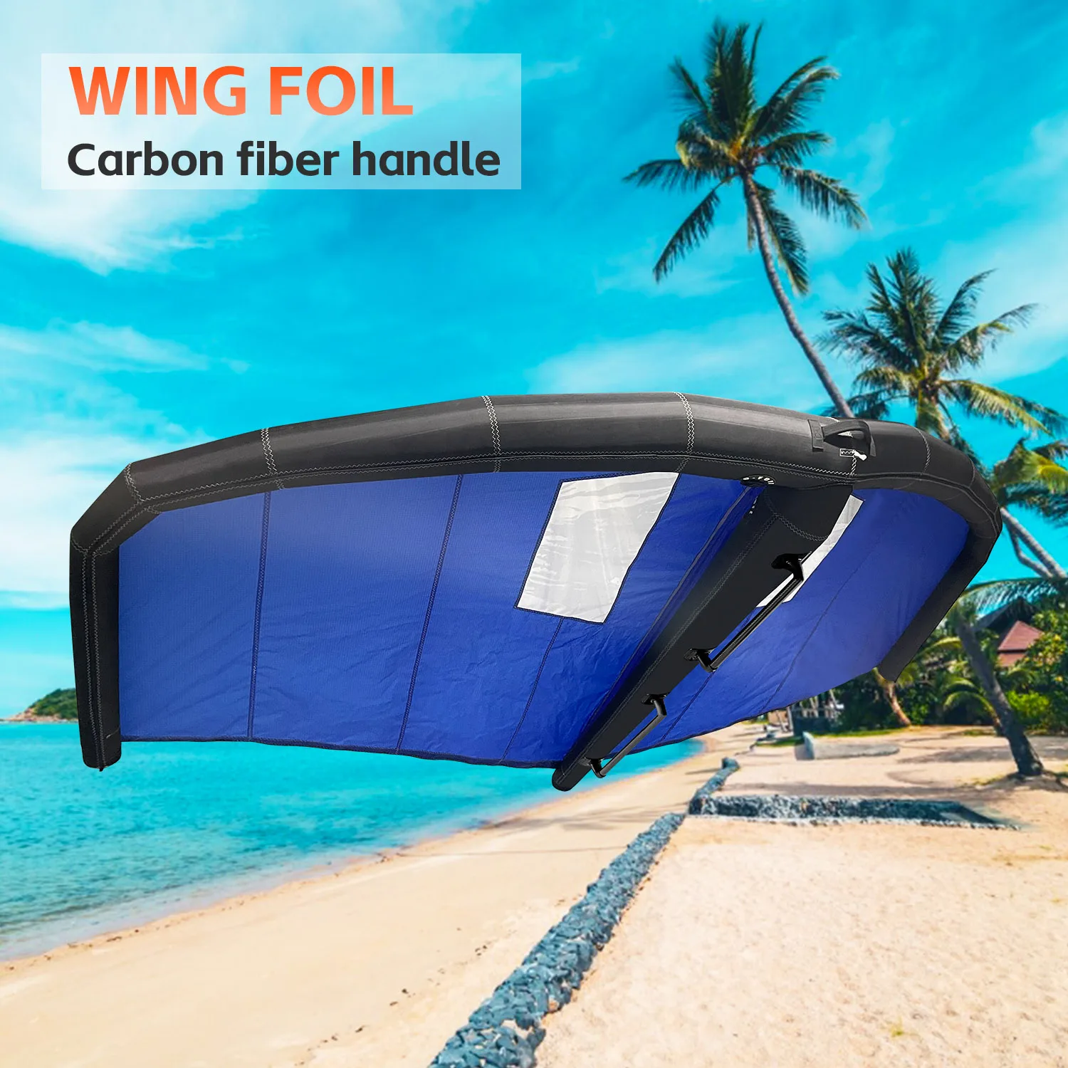 2024 Hot Selling Kitesurfing Wing Foil Inflatable Board Black Blue Hydrofoil Kite Sail Surfboard with Hard Handle Set