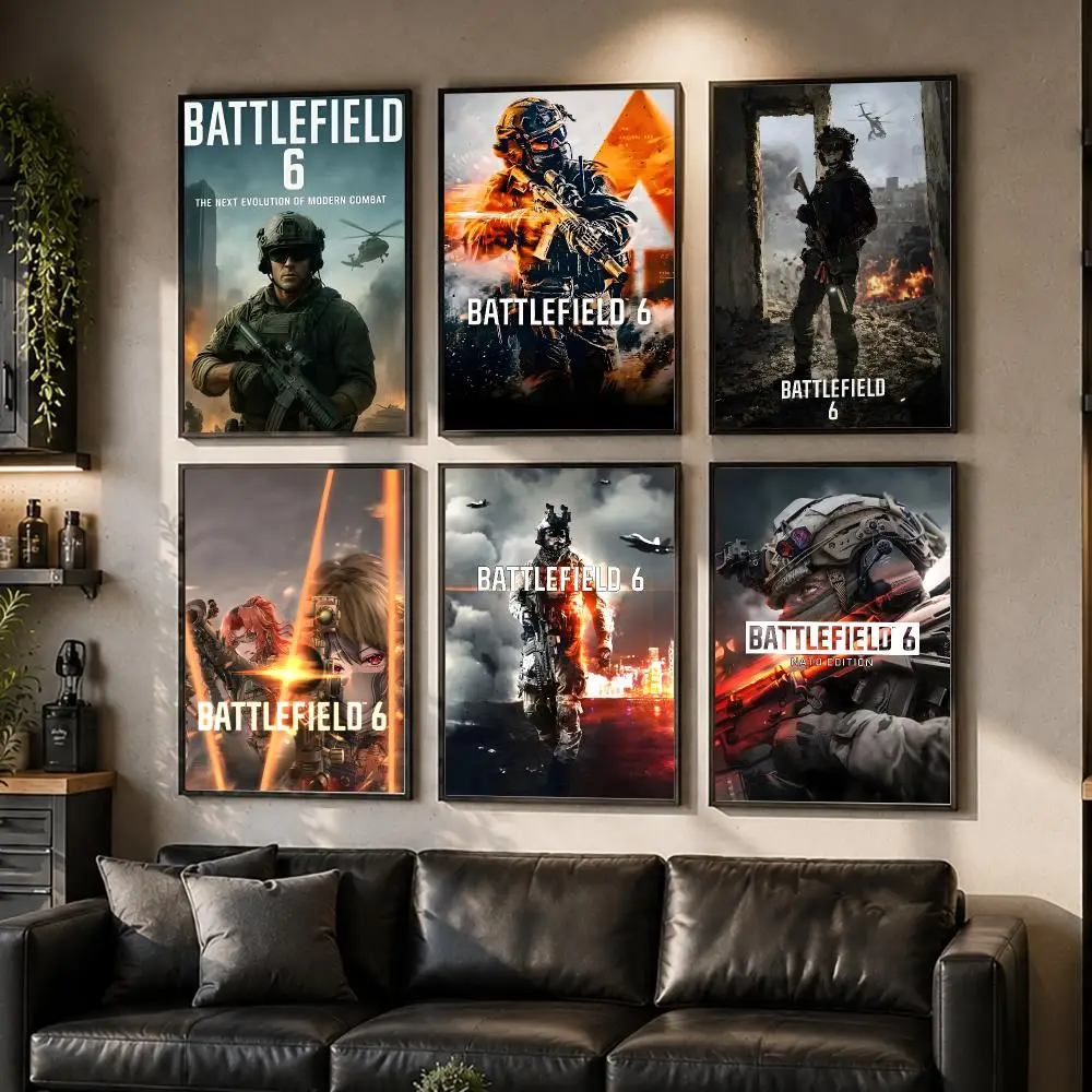 Game B-Battlefield 6 Poster HD Waterproof Self-Adhesive Wall Art – Multi-Scene Use Top Gift Pick