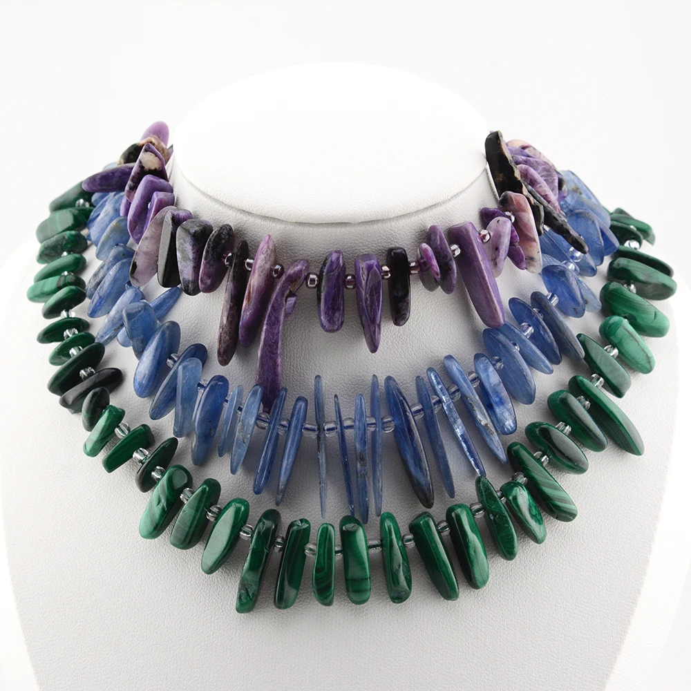 

Slabs Slices Stick Teeth Drill Natural Kyanite/Malachite/Kunzite Stick Irregular Spacer Beads For Necklace Jewelry Strand 39cm