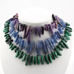 Slabs Slices Stick Teeth Drill Natural Kyanite/Malachite/Kunzite Stick Irregular Spacer Beads For Necklace Jewelry Strand 39cm