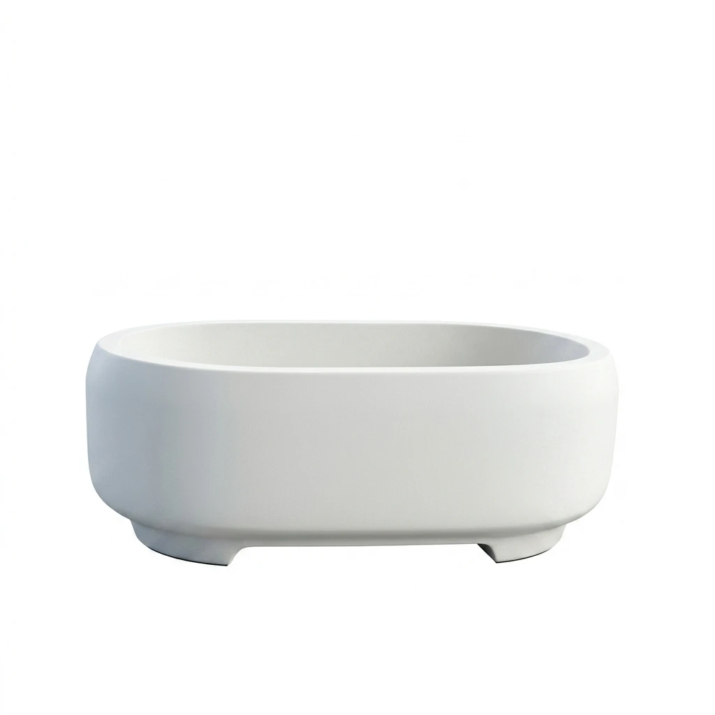 Oval Ceramic Plant Pot for Indoor-Greenery and Succulents High-Temperature Fired Clay with Drainage Hole Smooth Glazed Surface