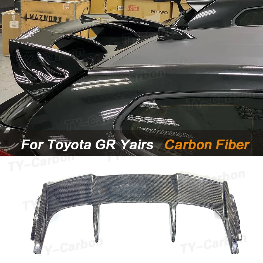 Alerón trasero de alta calidad para Toyota GR Yaris, alerón de techo trasero de fibra de carbono real, alerón trasero estilo T, accesorios para coche FRP