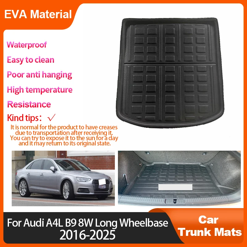 

For Audi A4L B9 8W 2016~2025 Trunk Mat Rear Cargo Interior Car Accessoy Waterproof Protector Luggage Pads EVA Material Anti slip