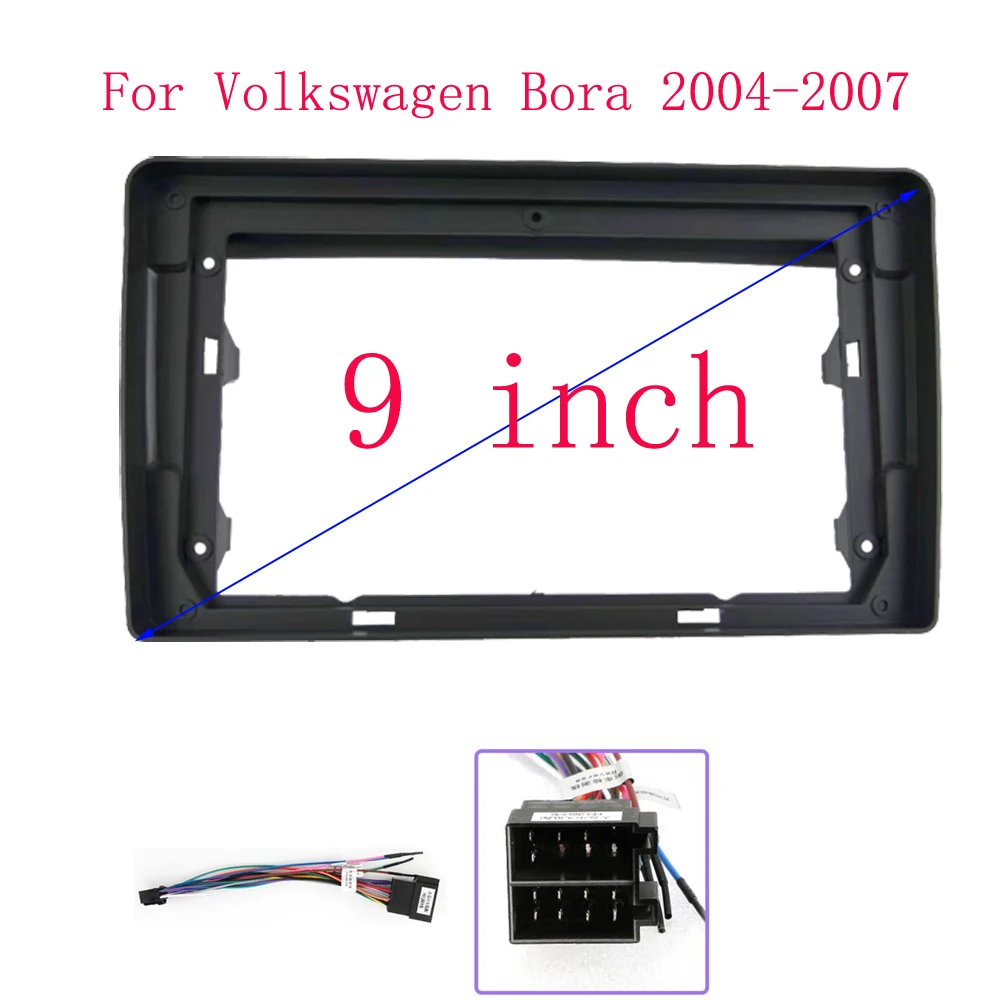 HAOCHEN 2DIN 9 Inch Car Fascia Frame Cable For Volkswagen Bora 2004-2007 Android Dashboard Kit Face Plate Frame Fascia