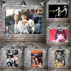 PULP FICTION Movie Flags Home Background Decoration Poster Wall Sticker Cafe Restaurant Hanging Banner 4 Grommets In Corners