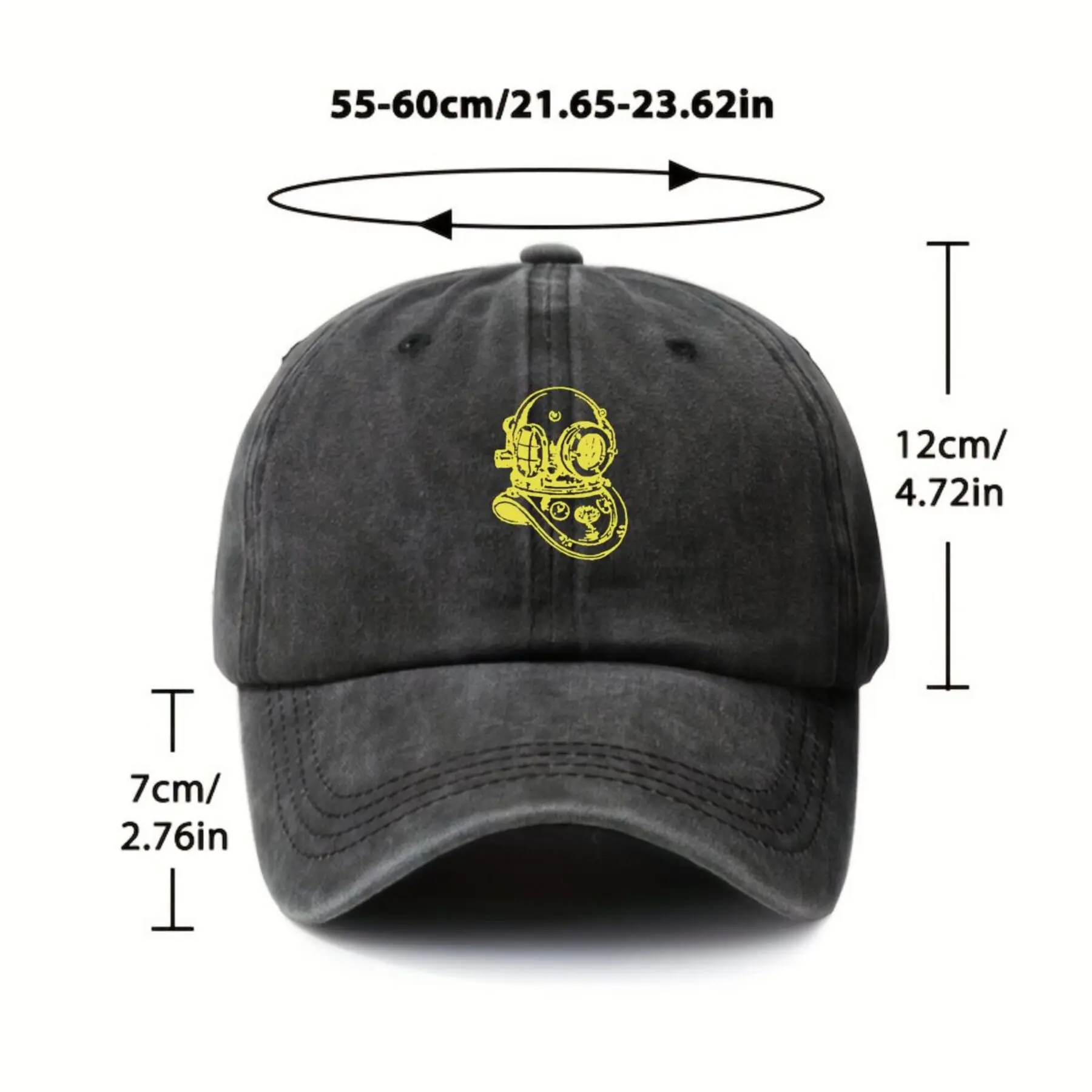 Vintage-Diver-Helmet-Print-Washed-Cotton-Baseball-Cap-Unisex-Adjustable-Sun-Hat-for-Casual-Sports