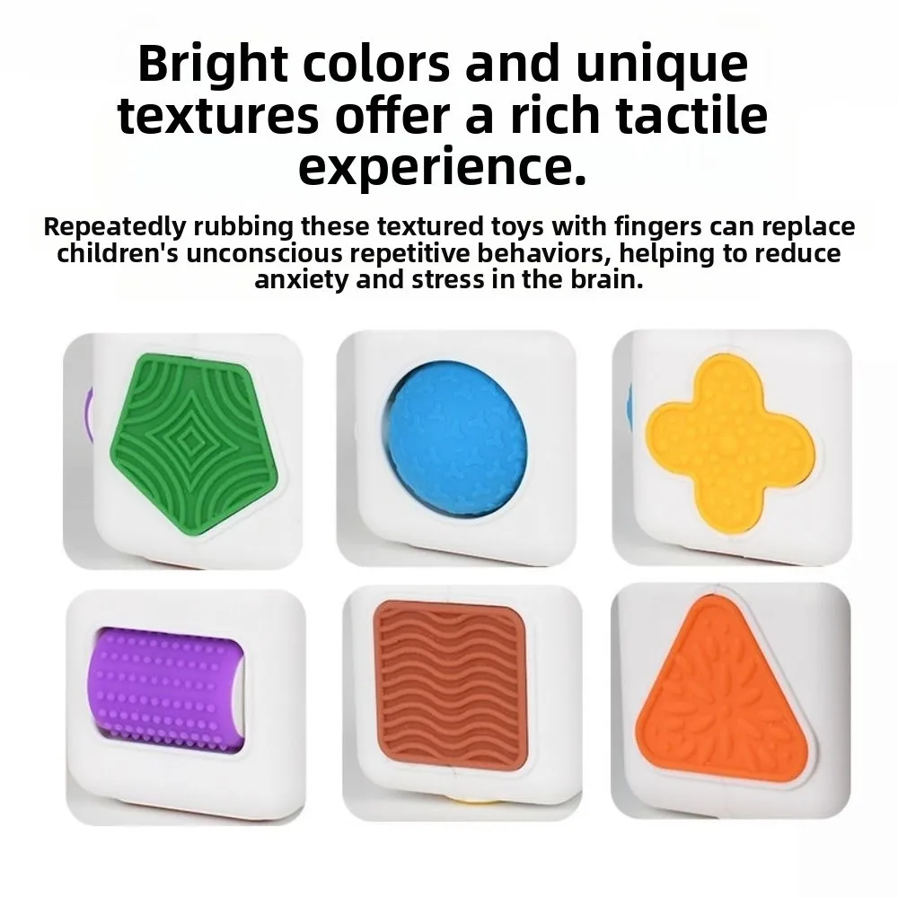 Geometria sensorial multifacetada hexaedro geometria hexaedro cubo sensorial material de silicone cor arco-íris rolo de ponta do dedo