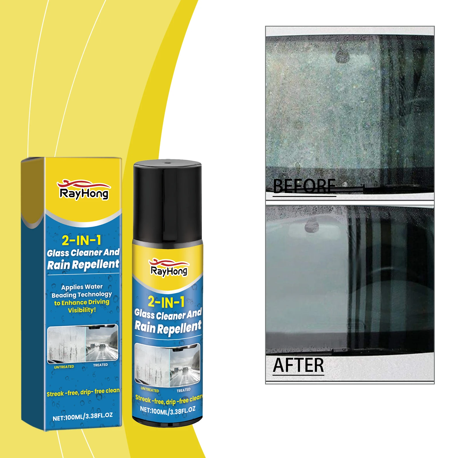 Car Windshield Repellent Spray Auto Anti-Rain Waterproof Hydrophobic Cleaner Glass Window Cleaning Polishing Car Detailing