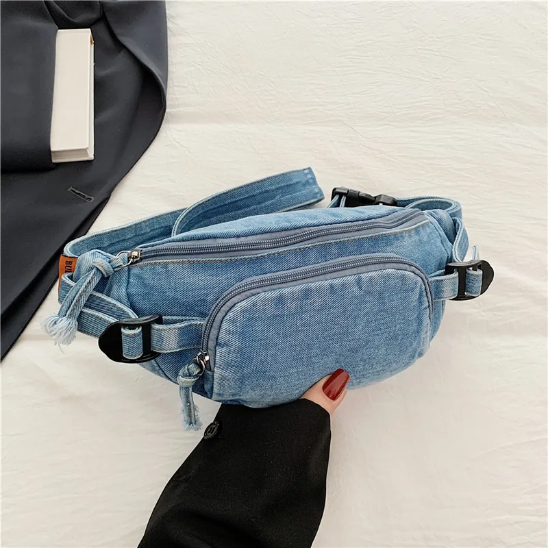 

2025 New Fashion Leisure Style Cute Mobile Phone Sling Bags for Women Girls Designer Zipper Retro Denim Crossbody Chest Bag