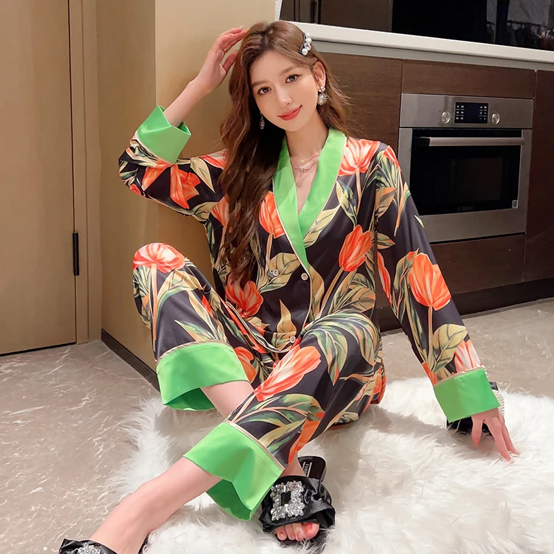 Pijama confortável feminino, roupa de dormir solta, roupa doméstica fina, alta qualidade, nova moda
