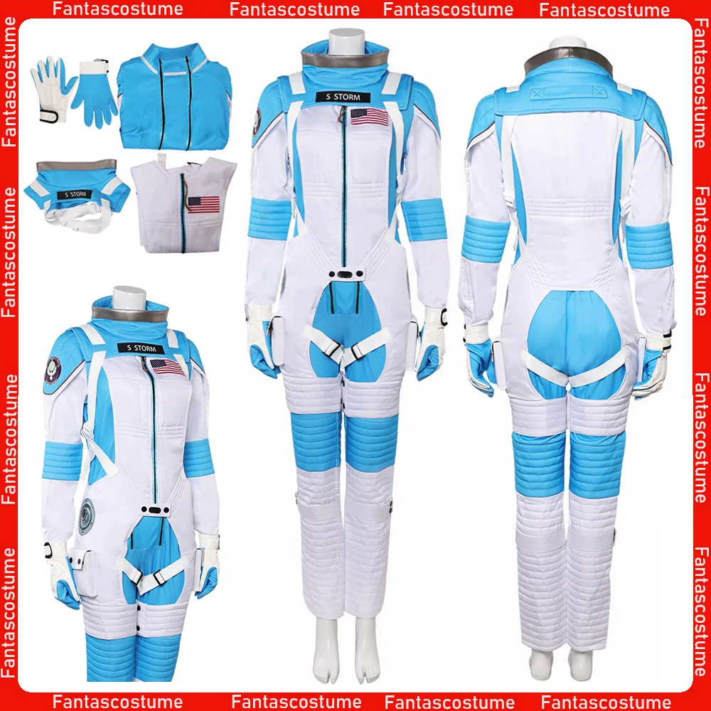

Fantastic Roleplay Four Cosplay Invisible Woman Blue White Space Suit Susan Storm Disguise Halloween Carnival Party Costume Suit